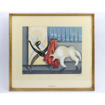 D Solot framed and glazed signed lithograph "Toreador". 42 x 38 cm. Collection only.