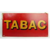 Large French advertising sign ‘Tabac’ C.1950’s, 80cm x 42cm. Collection Only.