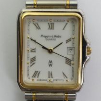 Mappin & Webb quartz two tone date adjust gents watch. 26 x 28.5 mm. Condition report: In working