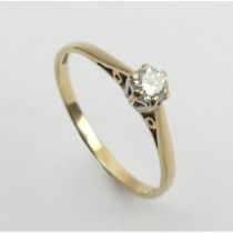 9ct gold .2ct diamond solitaire ring, 4.4mm, size P1/2.