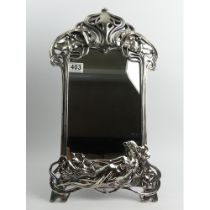 Art Nouveau design easel back mirror, 51cm x 29cm.