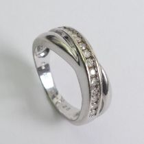 18ct white gold diamond half eternity ring .25ct, 5.1 grams, 7mm, size O.