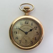 Hamilton model 1 gold plated 21 jewel movement pocket watch, circa 1921. 71 x 52 mm. Condition