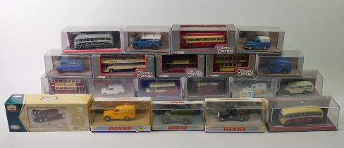 Twenty Corgi and Dinky boxed vehicles including Omnibus editions.