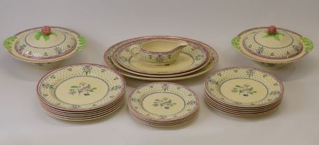 Clarice Cliff 1930's floral design 25 piece dinner service. Collection only.