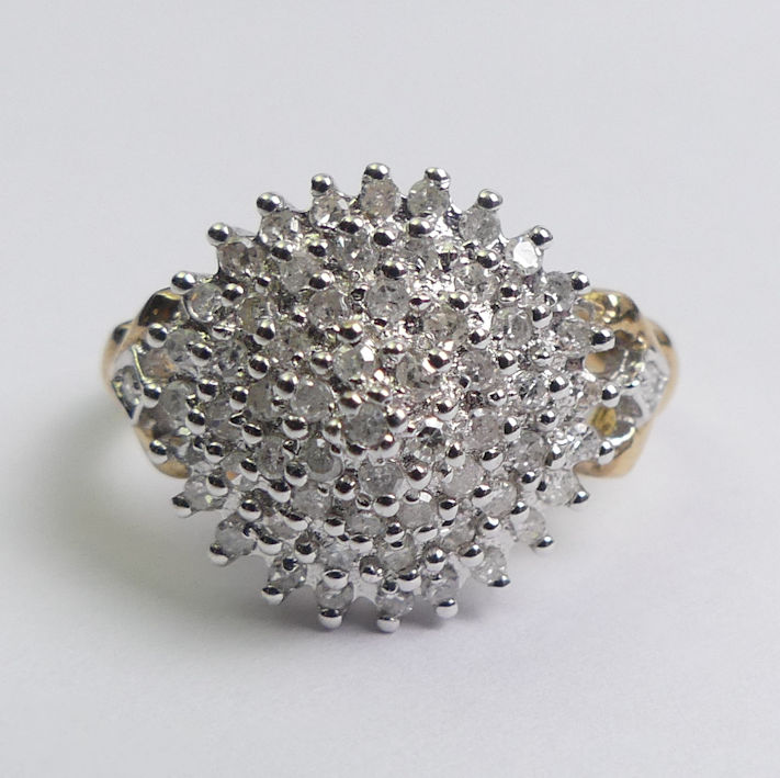 9ct gold diamond cluster ring, 3.8 grams, 14.7mm, size N. - Image 2 of 3