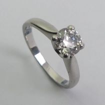 Platinum and diamond solitaire ring, approx 1ct, G/H colour, 4.4 grams, 6mm, size N.