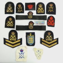 Various Navy Arm bands and embroidered emblems. UK Postage £12.
