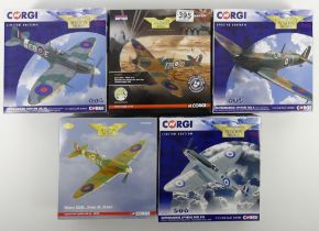 Five boxed Corgi diecast Aviation Archive war planes, AA38706 Supermarine Spitfire PRW XIX,