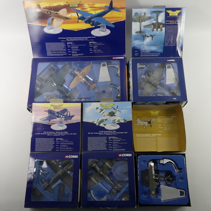 Five boxed Corgi diecast Aviation Archive war planes AA36023 Sea Gladiator, AA32801 DH Mosquito, - Image 2 of 2