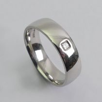 Platinum diamond set wedding ring, 7.9 grams, 5.1mm, size N.