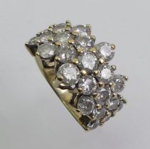 9ct gold diamond ring (approximately 3 carats), 6.3 grams, 12.4mm, size L.