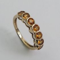 9ct gold seven stone citrine ring, 1.8 grams, 4.1 mm, size J 1/2.