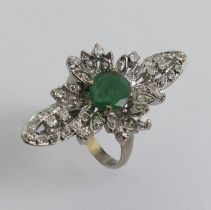 12ct white gold emerald and diamond ring, 5.8 grams, 30.8mm, size K.