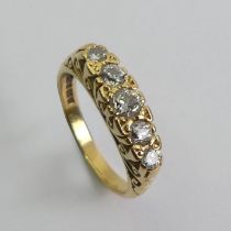 18ct gold five stone diamond ring, 4 grams, 4.6mm, size J 1/2.