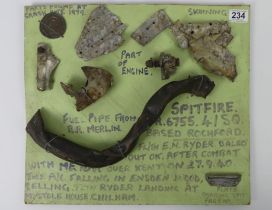 Engine parts and skimming from a Spitfire RS 6755. 41SQ, lost in combat over Kent on 27th September,