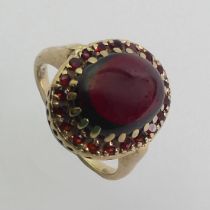 9ct gold garnet ring, 5 grams, 16.6mm, size N.