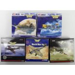 Five boxed Corgi diecast Aviation Archive war planes, AA31932 Supermarine Spitfire MKIX, AA28003