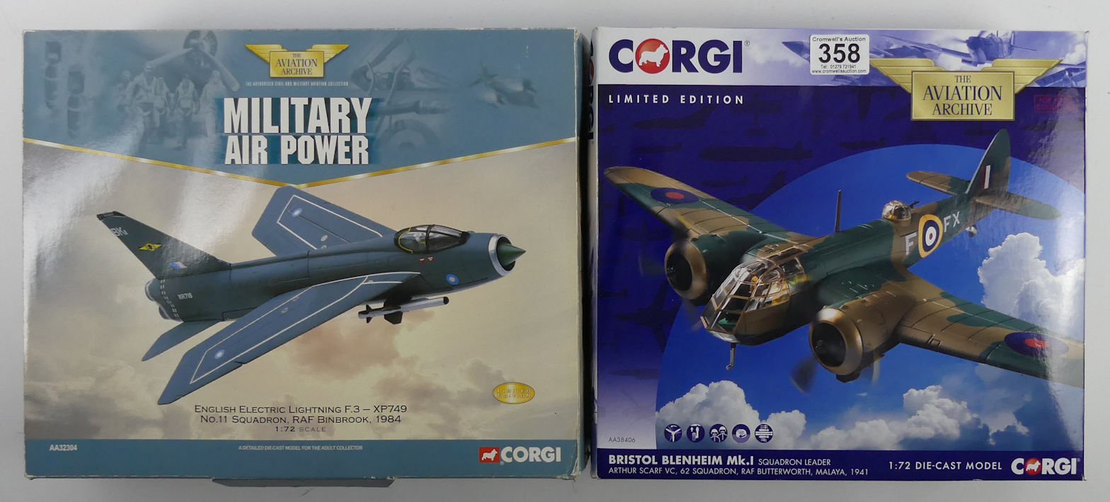 Two boxed Corgi diecast Aviation Archive AA38406 Brtistol Blenheim MKI and AA32304 English