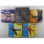 Five boxed Corgi diecast planes including Red Arrows 60 Years of Corgi, AA99182, Merlins over Malta.