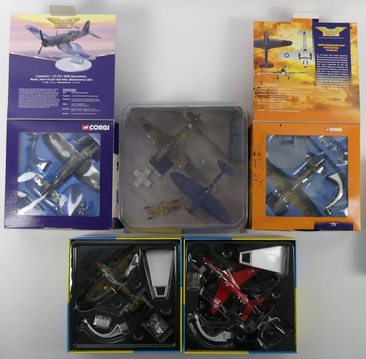 Five boxed Corgi diecast planes including Red Arrows 60 Years of Corgi, AA99182, Merlins over Malta. - Image 2 of 2