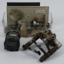 A collection of WWII aircraft wreckage including a piston from a Messerschmidt shot down in