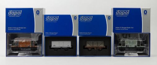 Four boxed Dapol 0 gauge wagons and brake vans including BR 20T brake van, BRP73150 seven open