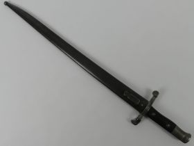 WWI Portuguese model 1885 Guedes bayonet and scabbard, blade 47cm.