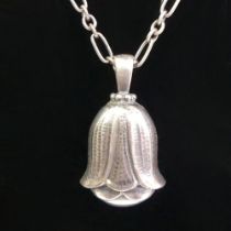 Georg Jensen 2007 silver pendant and chain, 14.3 grams, chain 44cm, pendant 2.5cm.