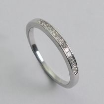 18ct white gold diamond stacking ring, 2 grams, 2.2mm, size M 1/2.
