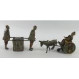 An early 20th Century DRGM clockwork tin plate horse and trap with clown driving together with a tin