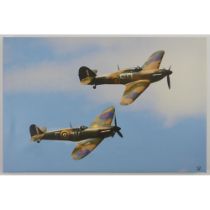 Spitfires a signed limited edition print on canvas, no.1 of 50. 60 x 40 cm.
