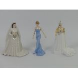 A Royal Worcester and a Coalport figurine of HM Queen Elizabeth II and a Royal Doulton Figurine of
