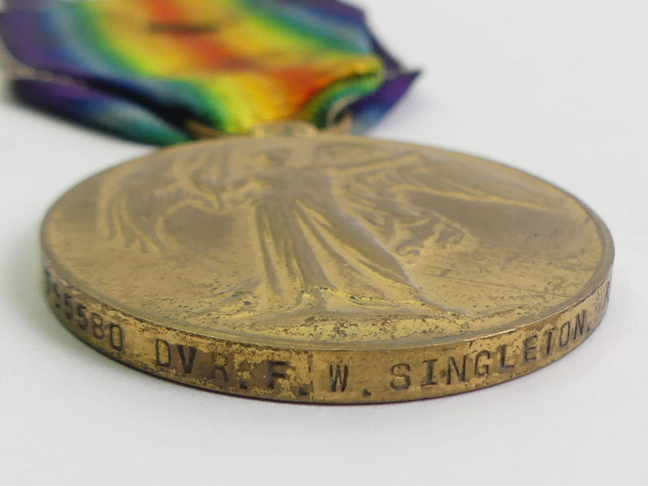 World War I medal pair to 795580 F.W Singleton R.A together with a WWI 1914/15 star to J.W Lisher. - Image 3 of 4