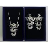 Swarovski crystal necklace and matching earrings, both boxed, earrings 70mm.