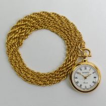 14ct gold plated Swiss open face pocket watch and chain.