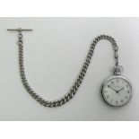 Ingersoll pocket watch and graduated kerb link Albert Chain, watch 50mm x 66mm. Condition Report: In