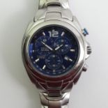 Citizen blue dial eco-drive titanium gents watch, 44.6mm wide.