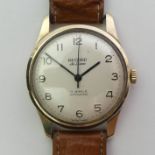 Gents 9ct gold Record de Luxe 17 jewel manual wind watch, case assayed for London 1966, 35mm inc.