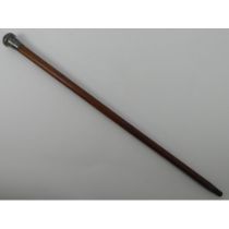 A silver topped walking cane, 86cm.