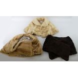 A vintage mink fur stole bolero together with 2 mink fur stoles.