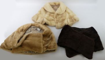 A vintage mink fur stole bolero together with 2 mink fur stoles.