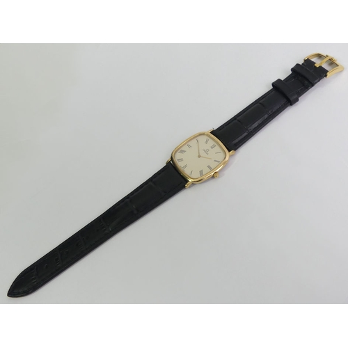 Gents boxed gold tone Omega quartz watch on a black leather strap (after market strap), 32mm inc. - Image 2 of 4