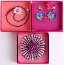 Boxed Butler and Wilson floral earrings, floral pendant and star design brooch.