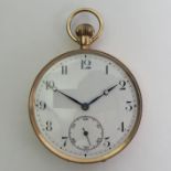 Gents 9ct gold open face pocket watch, c.1928, 81 grams gross, 47mm x 65mm. Condition Report: In