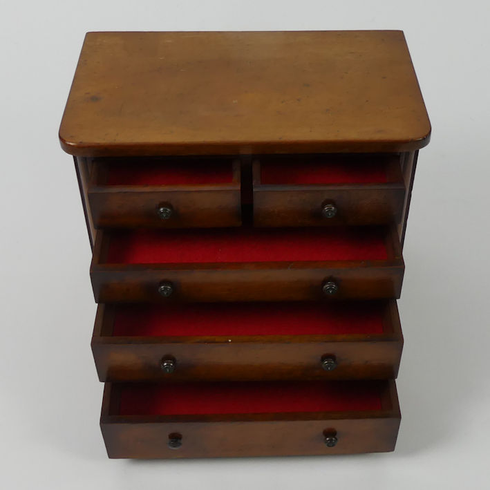 An Edwardian mahogany two over three miniature chest of drawers 20cm x 23cm. - Image 3 of 3