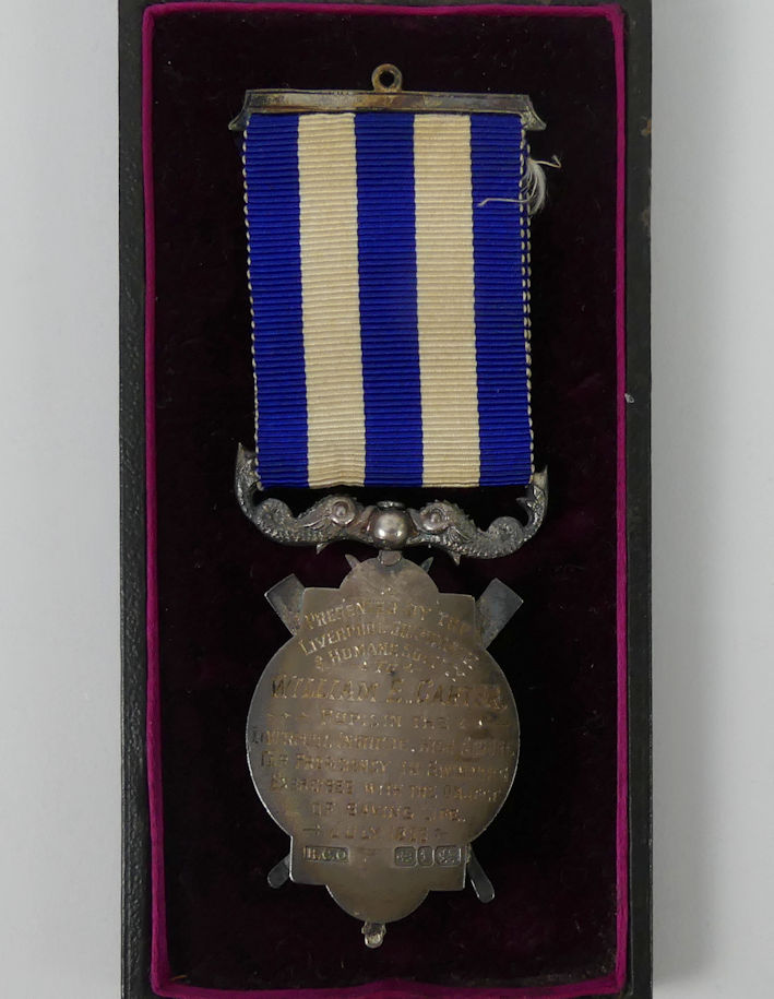 A silver medal awarded to William E Carter by the Liverpool Shipwreck Society for life saving, - Image 3 of 3