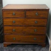 Victorian mahogany two over three chest of drawers, 99cm x 107cm.