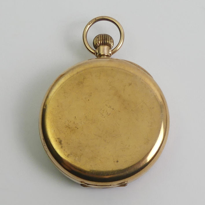 Gents 9ct gold open face pocket watch, c.1928, 81 grams gross, 47mm x 65mm. Condition Report: In - Image 2 of 4