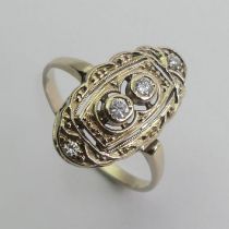 14ct gold four stone diamond ring, 3.1 grams, 18.2mm, size P 1/2.